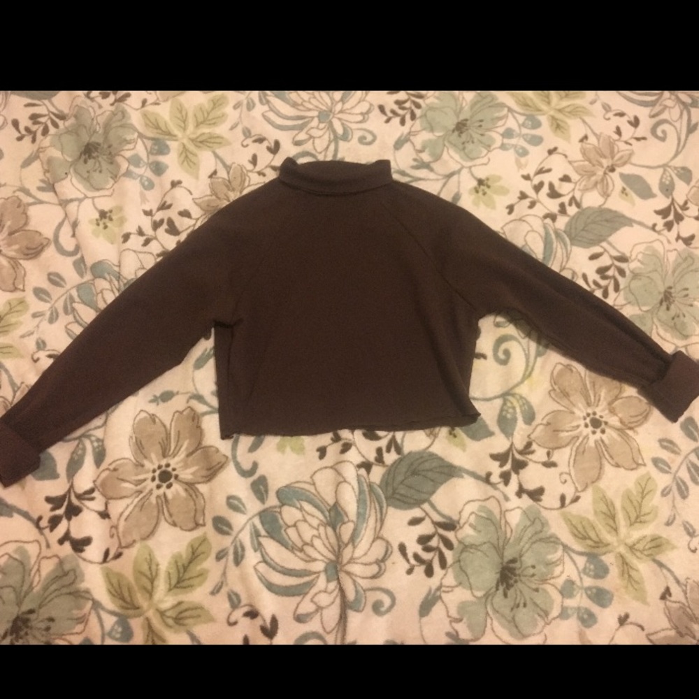 90s Y2K Brown Crop Turtleneck Top - Picture 1 of 2